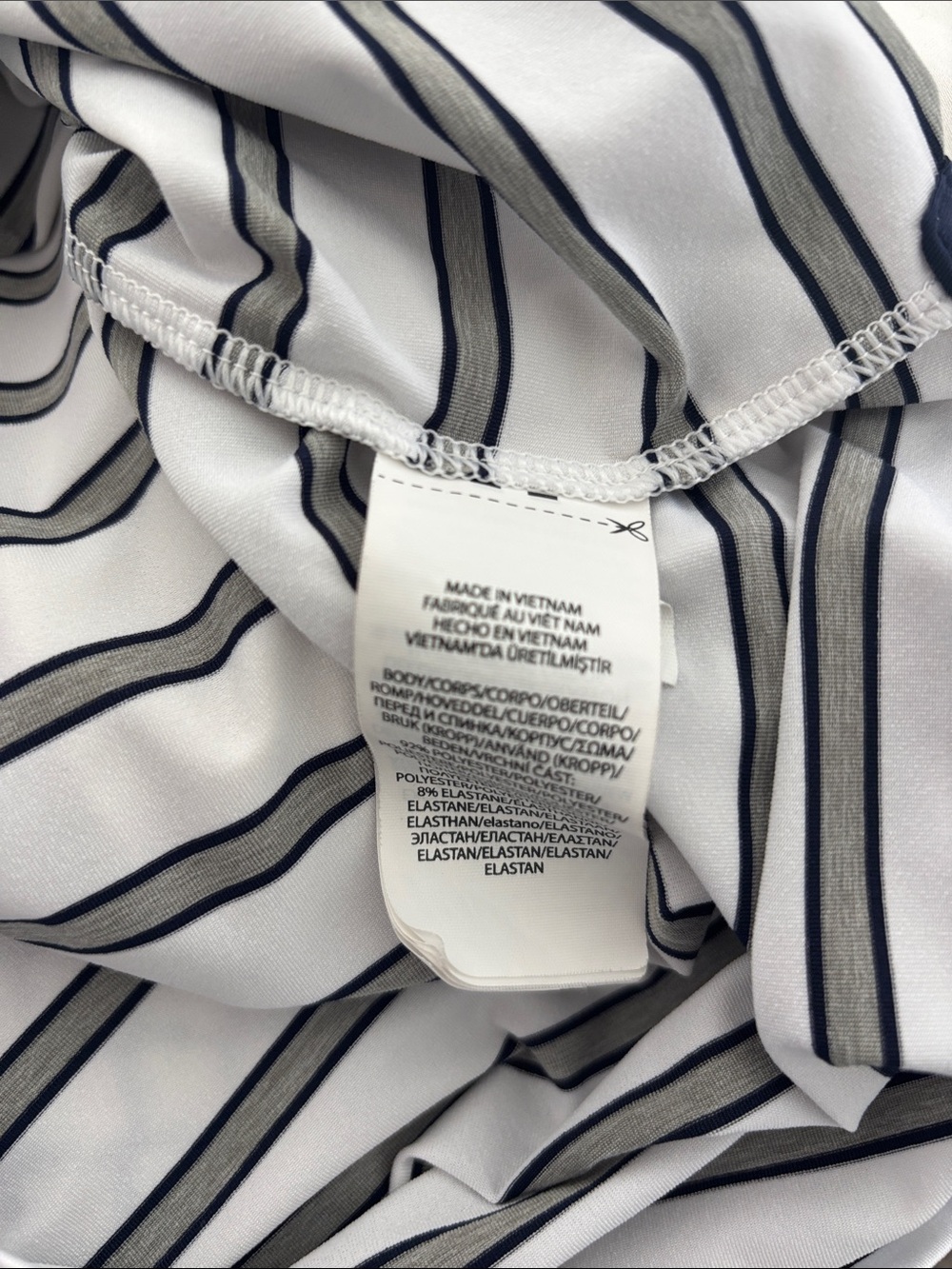 Men's RLX Ralph Lauren Striped Polo Shirt - White with Gray and Black Stripes - Picture 6 of 6